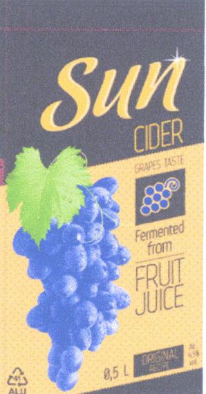 Prekės ženklas: Sun CIDER GRAPES TASTE Fermented from FRUIT JUICE